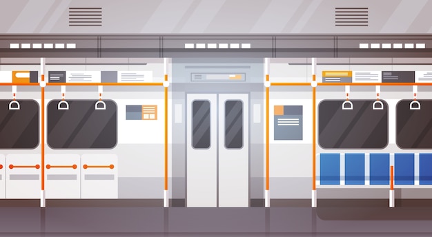 Vector empty subway car interior modern city public transport