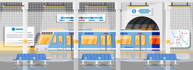 空の地下鉄駅のインテリア