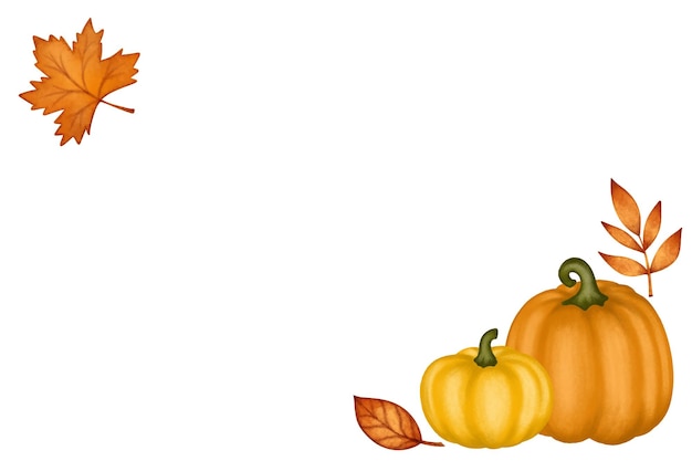 Vector empty template blank autumn pumpkins and fall season leaves with copy space