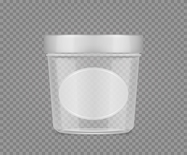 Vector empty transparent jar template with label