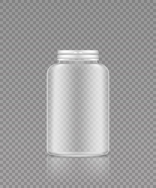 Макет пустой прозрачной пластиковой бутылки для таблеток пищевых добавок или лекарств