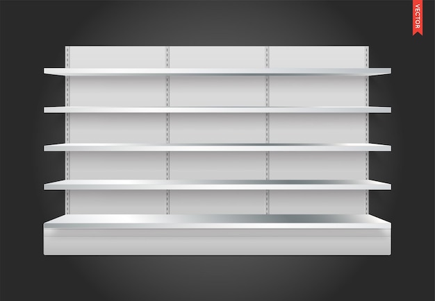 Vector empty vector store shelves with background can be used separately