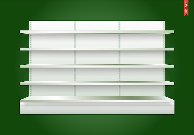 Vector empty vector store shelves with background can be used separately