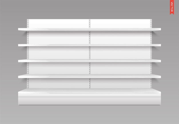 empty vector store shelves wood material showcase display retail shelf rack with back