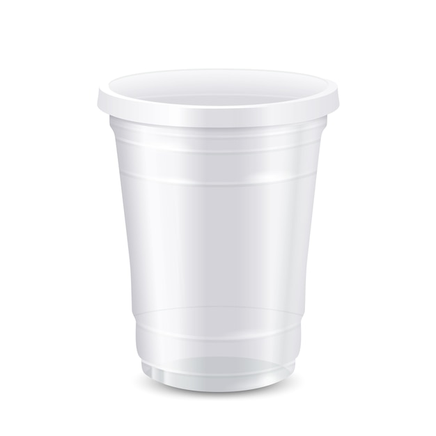 Empty white disposable plastic cup