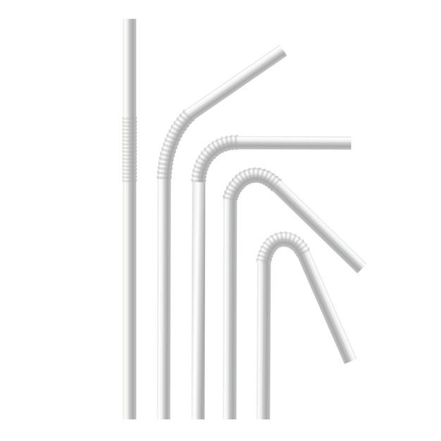 Empty White Drinking Straws Set Vector illustration