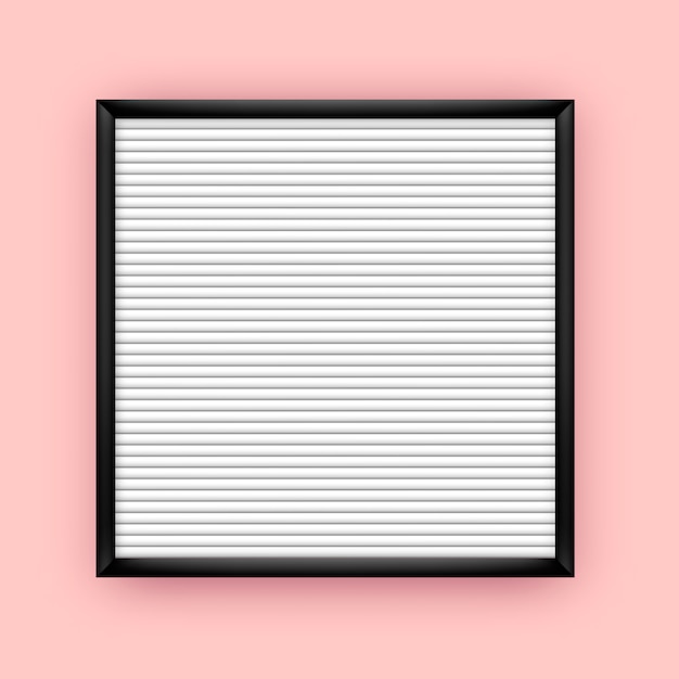 Vector empty white letterboard for plastic letters with black frame. social media post template 80x, 90x.