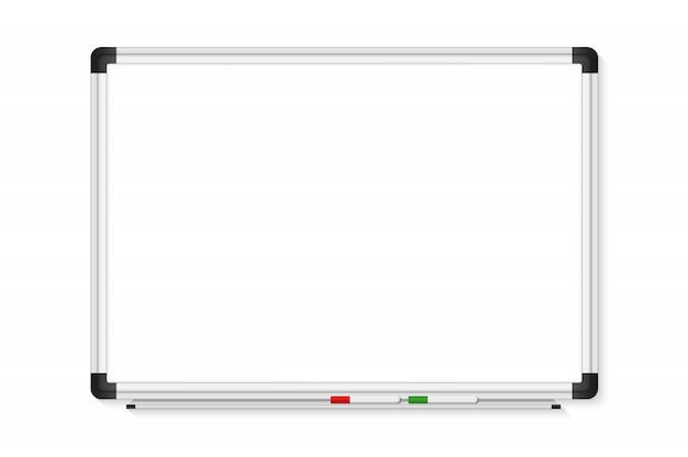 透明の空の白いマーカーボード