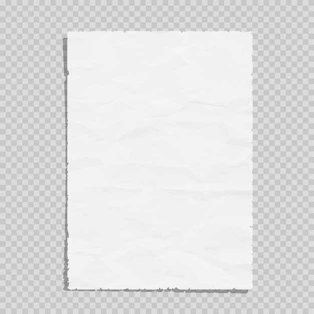 Vector empty white paper sheet crumpled