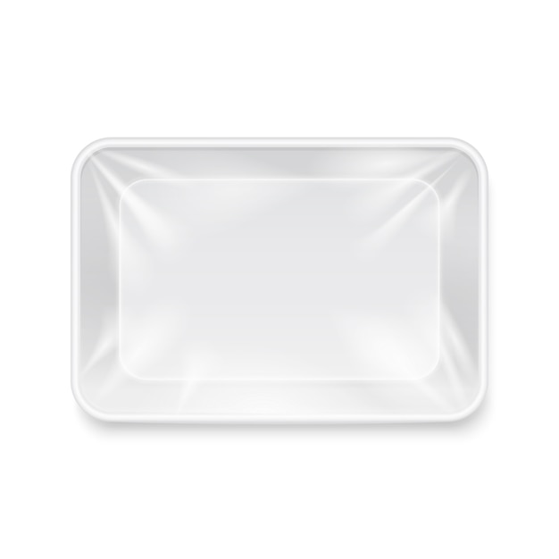 Empty white plastic food container, packaging tray template. package for storage