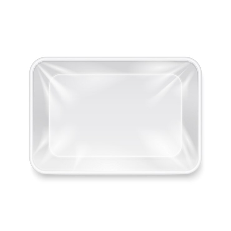 Vector empty white plastic food container, packaging tray template. package for storage