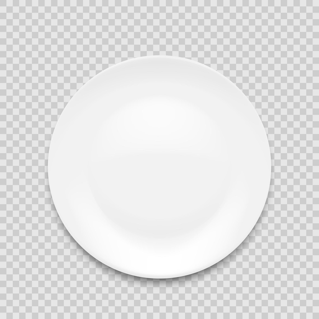 Empty white plate isolated on white background Vector illustration