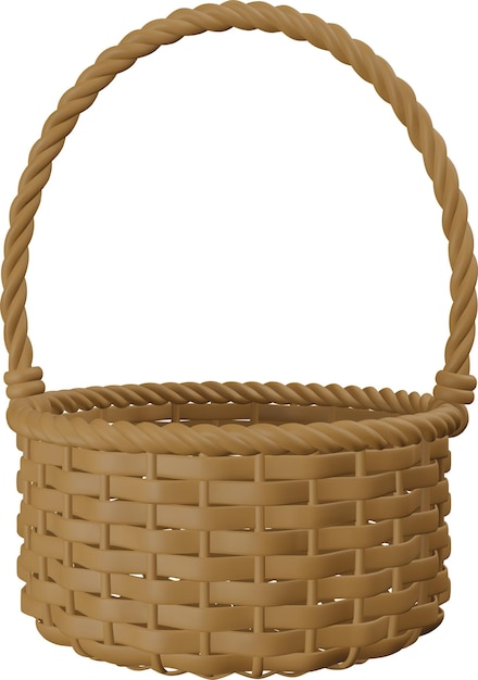 Empty wicker basket isolated 3d basket realistic illustration