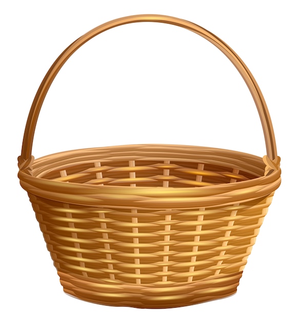 Vector empty wicker basket with handle arc