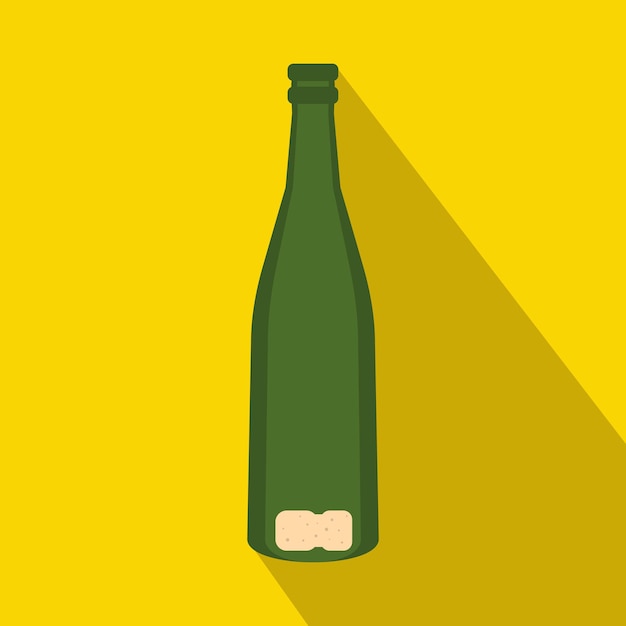 長い影のあるフラット スタイルの空のワインボトル アイコン飲み物のシンボル