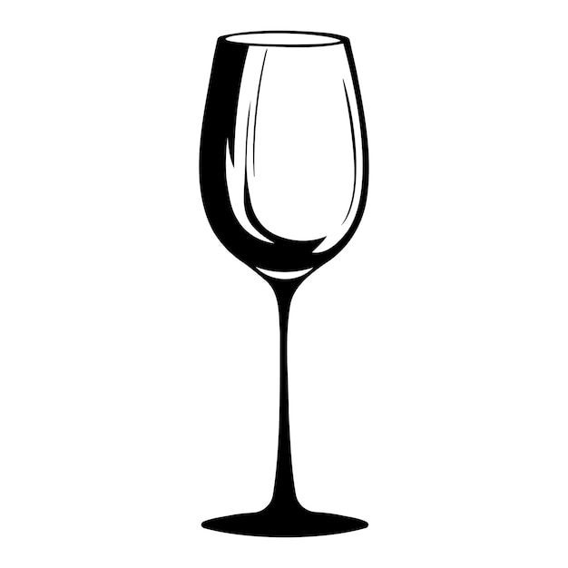 Vector empty wine glass silhouette icon isolated vector illustration