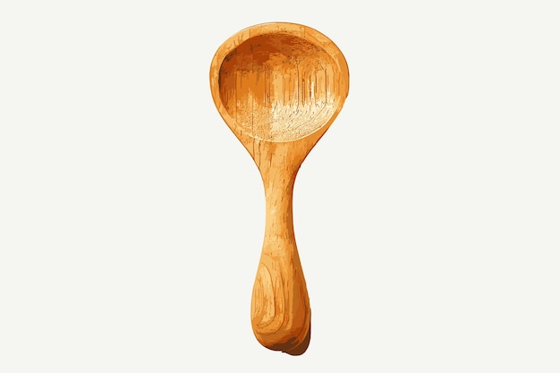 Vector empty wooden brown spoon isolated on white background