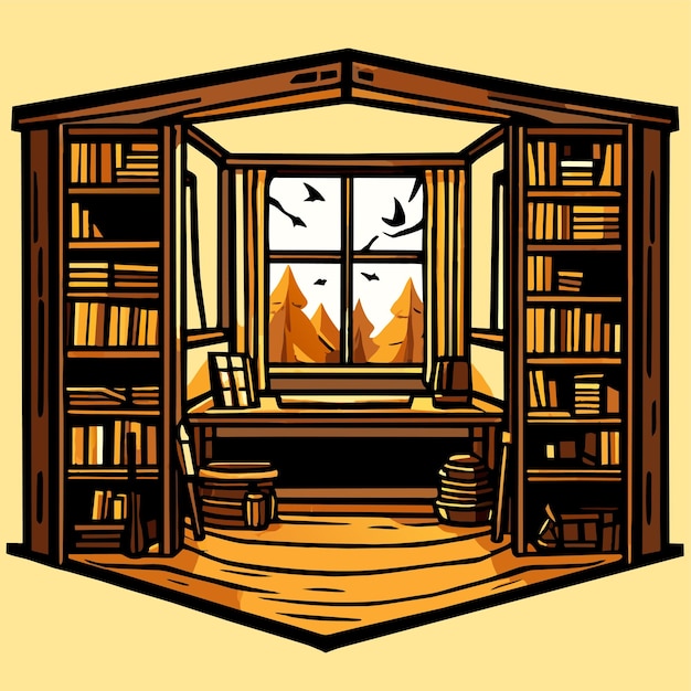 Vector empty wooden room illustration