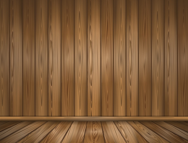 Empty wooden room. Wooden wall and floor