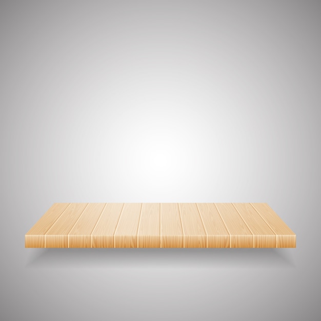 Vector empty wooden shelf on gradient background