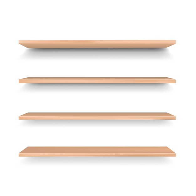 Vector empty wooden shelf isolated