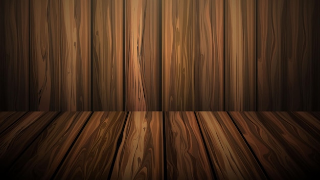 Vector empty wooden wall and floor background