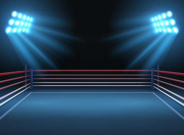 Empty wrestling sport arena. boxing ring dramatic sports vector background. sport competition ring for wrestling and boxing arena illustration