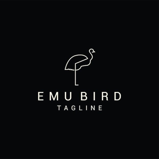 エミュー鳥オーストラリア動物ロゴアイコンデザインテンプレートフラットベクトルプレミアムベクトル