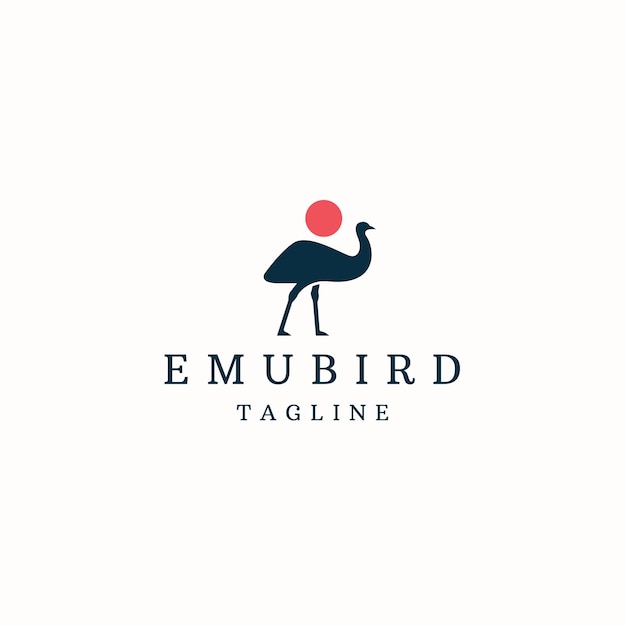 Emu bird australia logo animale icona modello di disegno vettoriale piatto