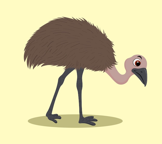 Emu looking down cartoon illustration design