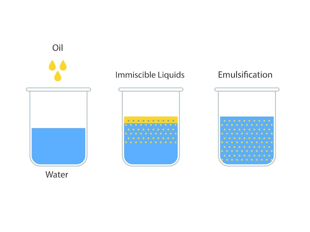 Emulsieolie in water Niet-mengbare vloeistoffen vectorillustratie