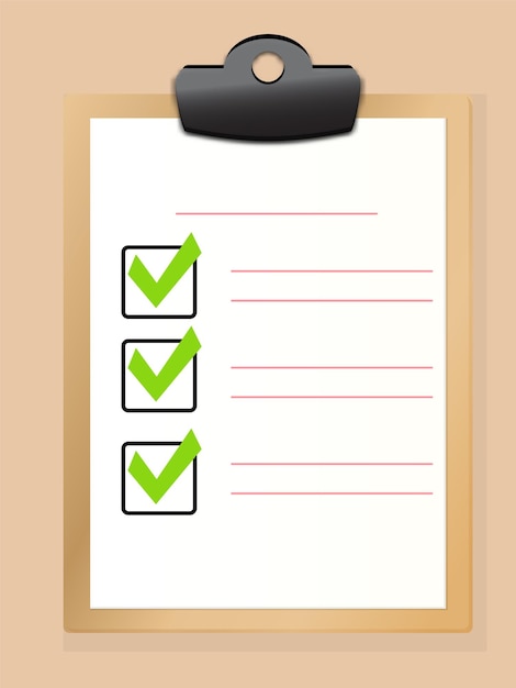 Vector en document clipboard met taak checklist