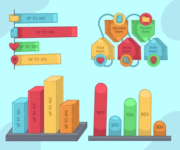 Vector en getekende grafieken en grafieken verzameling illustratie