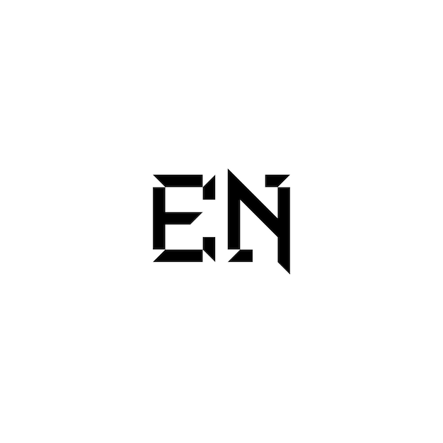 Vettore en monogramma logo design lettera testo nome simbolo logotipo monocromatico carattere alfabetico logo semplice