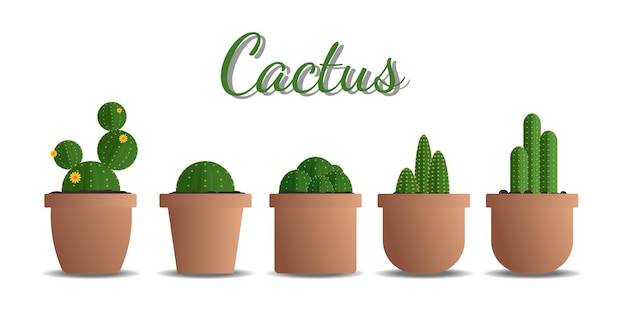 en mooie set van cactussen en potten clip art