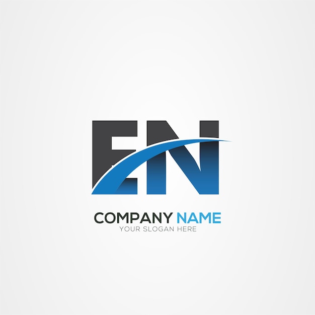 EN of NE Letter Logo Design met een Creative Cut Creatief logo ontwerp
