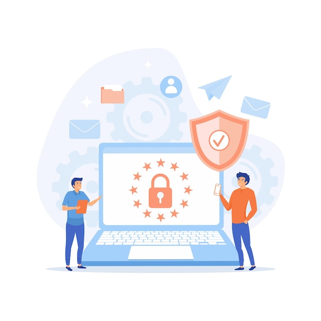 en privacybeleid van de AVG Mensen die bedrijfsgegevens en juridische informatie beschermen