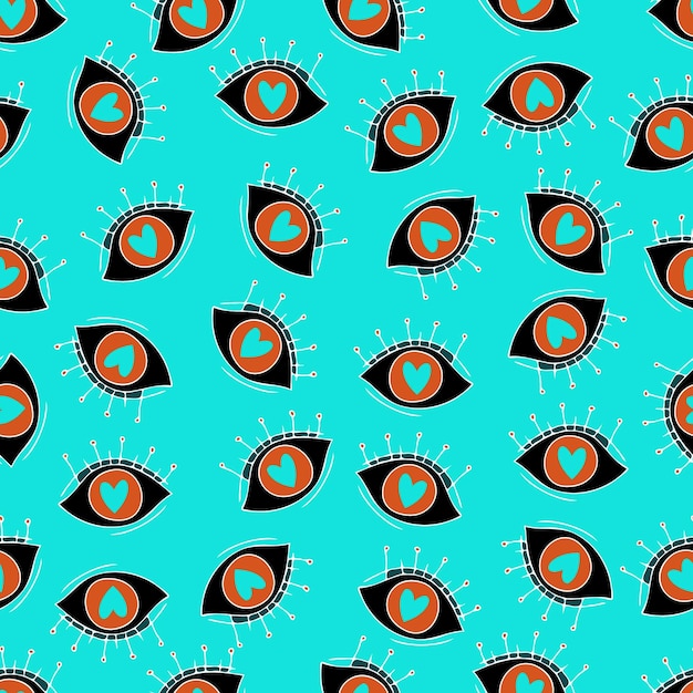 Enamored eyes vector seamless pattern Eyes with hearts Valentine's Day 14 February Background for invitations wallpaper wrapping paper and scrapbooking