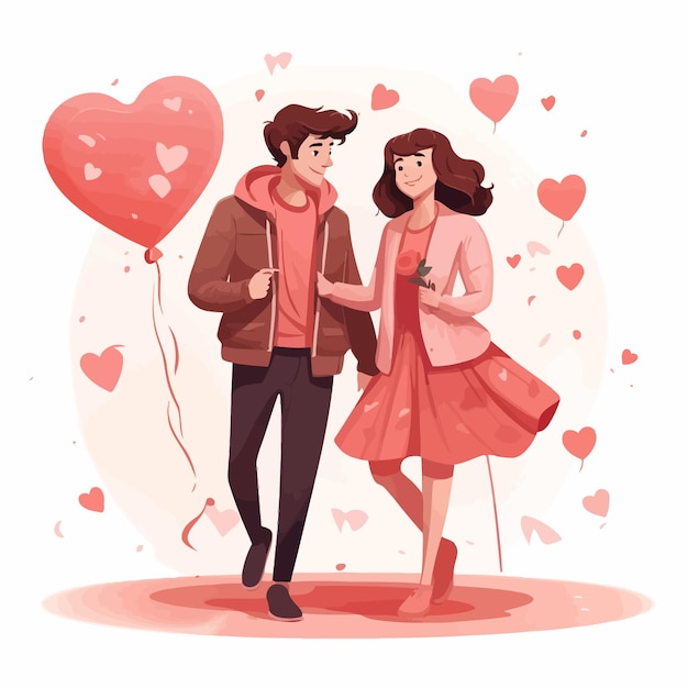 Влюбленный молодой парень и девушка в день святого валентина