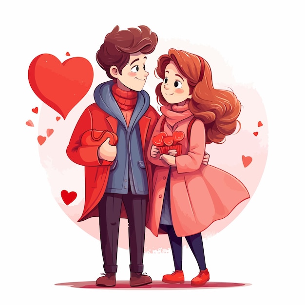 Enamored young guy and girl on Valentines Day