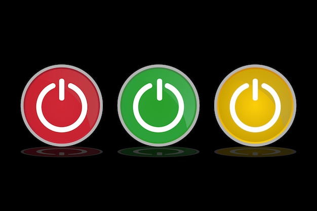 Encendido apagado botón rojo e verde conjunto de iconos illustration de arte