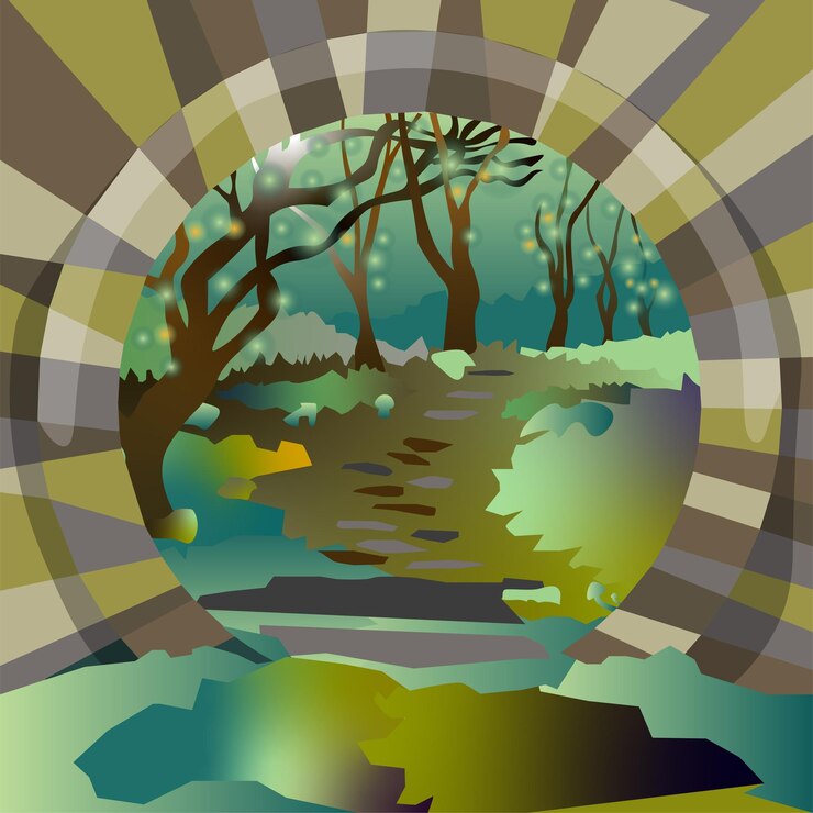 Vector enchanted forest entarnce illustration