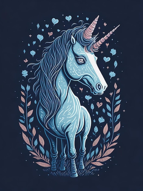 Vector enchanted forest guardian captivating unicorn in nature's embrace