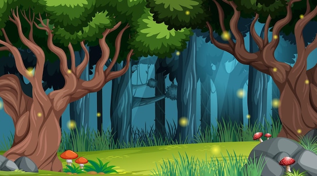 Vector enchanted forest landscape background