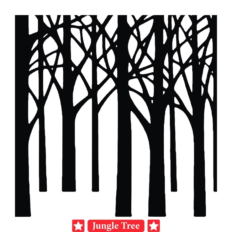 Vector enchanted jungle retreat authentic vector tree silhouette designs