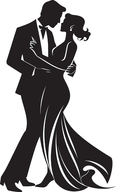 Vector enchanting duet dancing couple vector emblem rhythmic reverie dance icon illustration