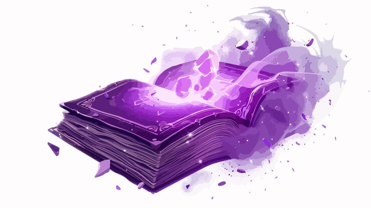 Vector enchanting purple magic book illustration