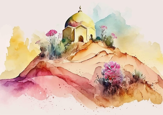 Enchanting Wonders with Watercolor Paintings of Islamic Mosques