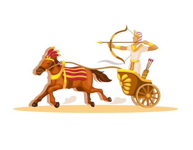 Vector encient egyptian chariot, eqypt archer ride horse cart illustration vector