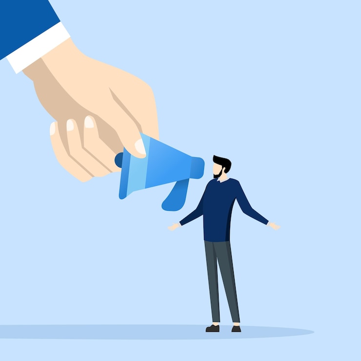 Vector encouraging employee voice, listening to ideas or communication, concept of encouraging staff.